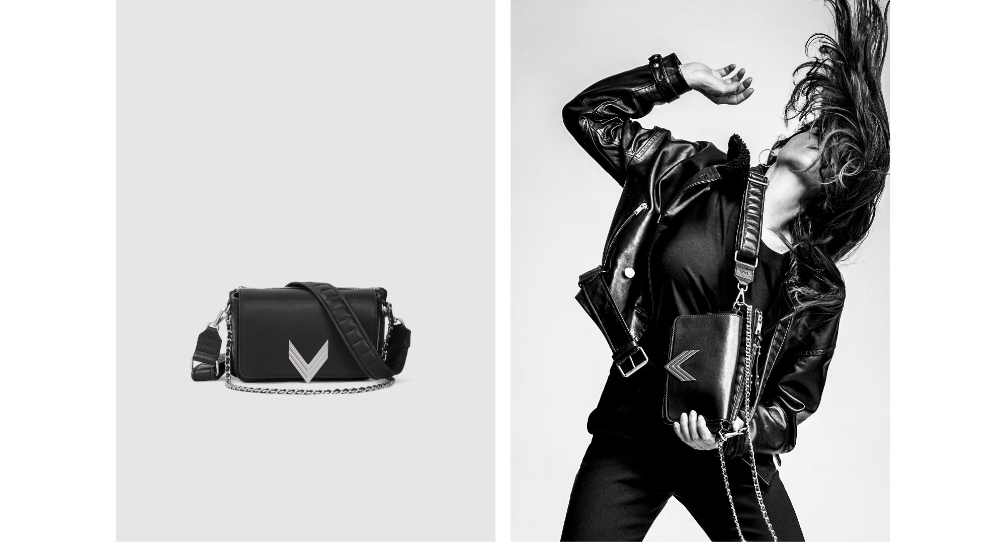 Bolso 111 Romy piel de cordero Chrome Free negro para mujer