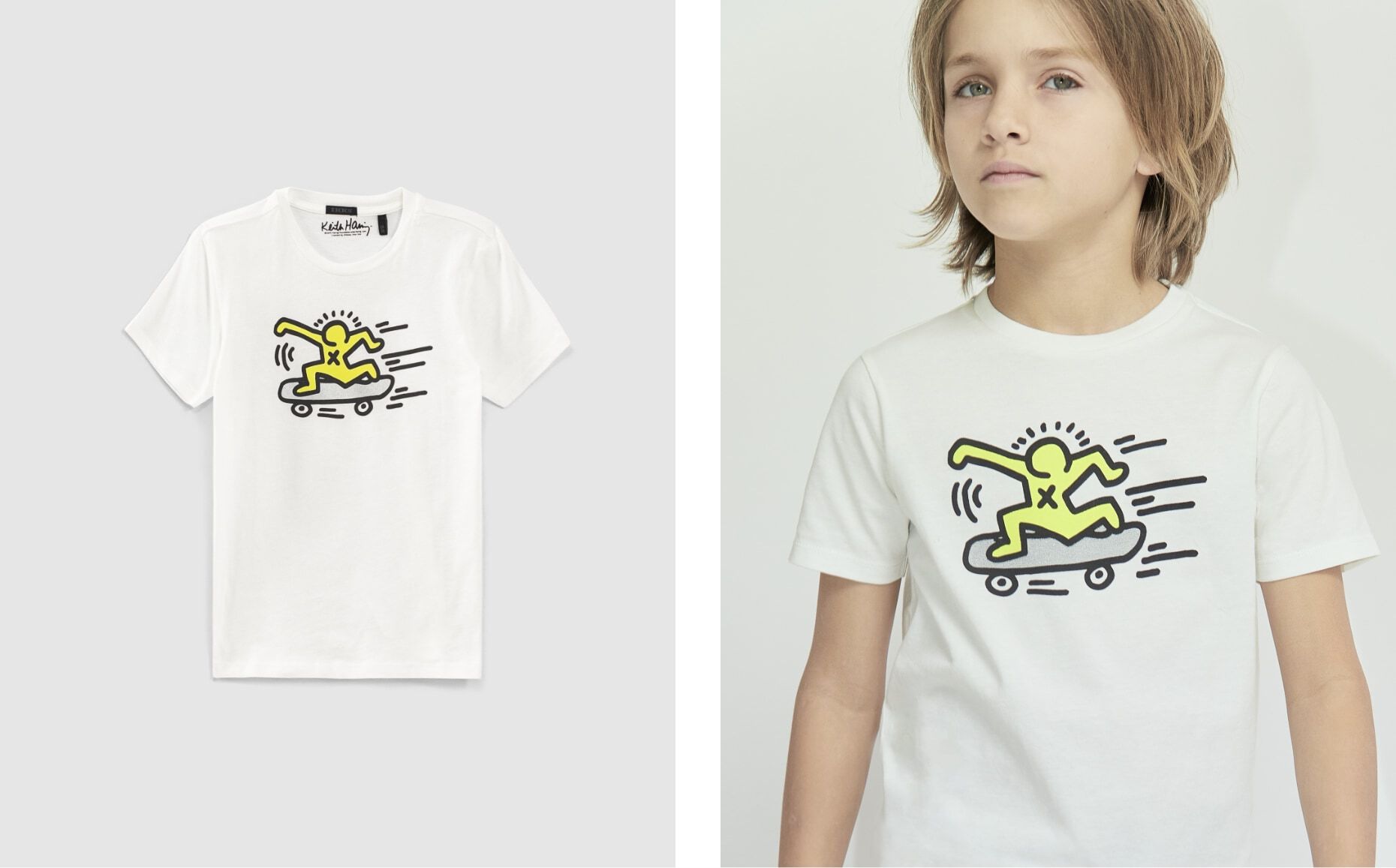 Boys’ off-white KEITH HARING x IKKS T-shirt + skateboard