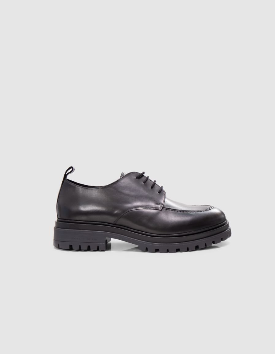 Derbies noirs crantés cuir Homme