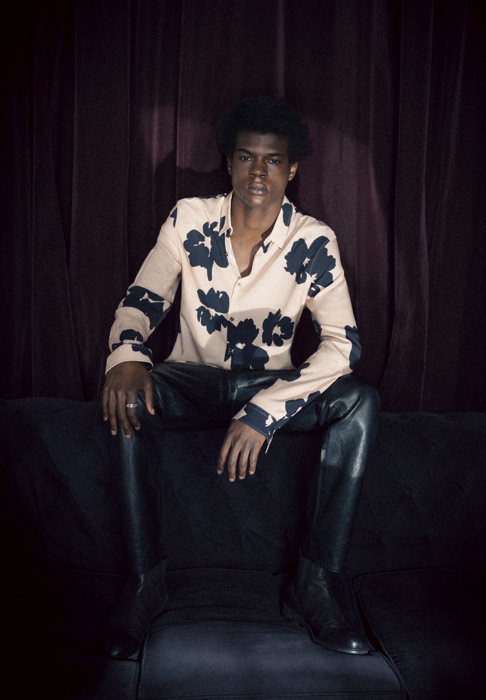 Pure Edition-Man's maxi floral SLIM rosewood shirt