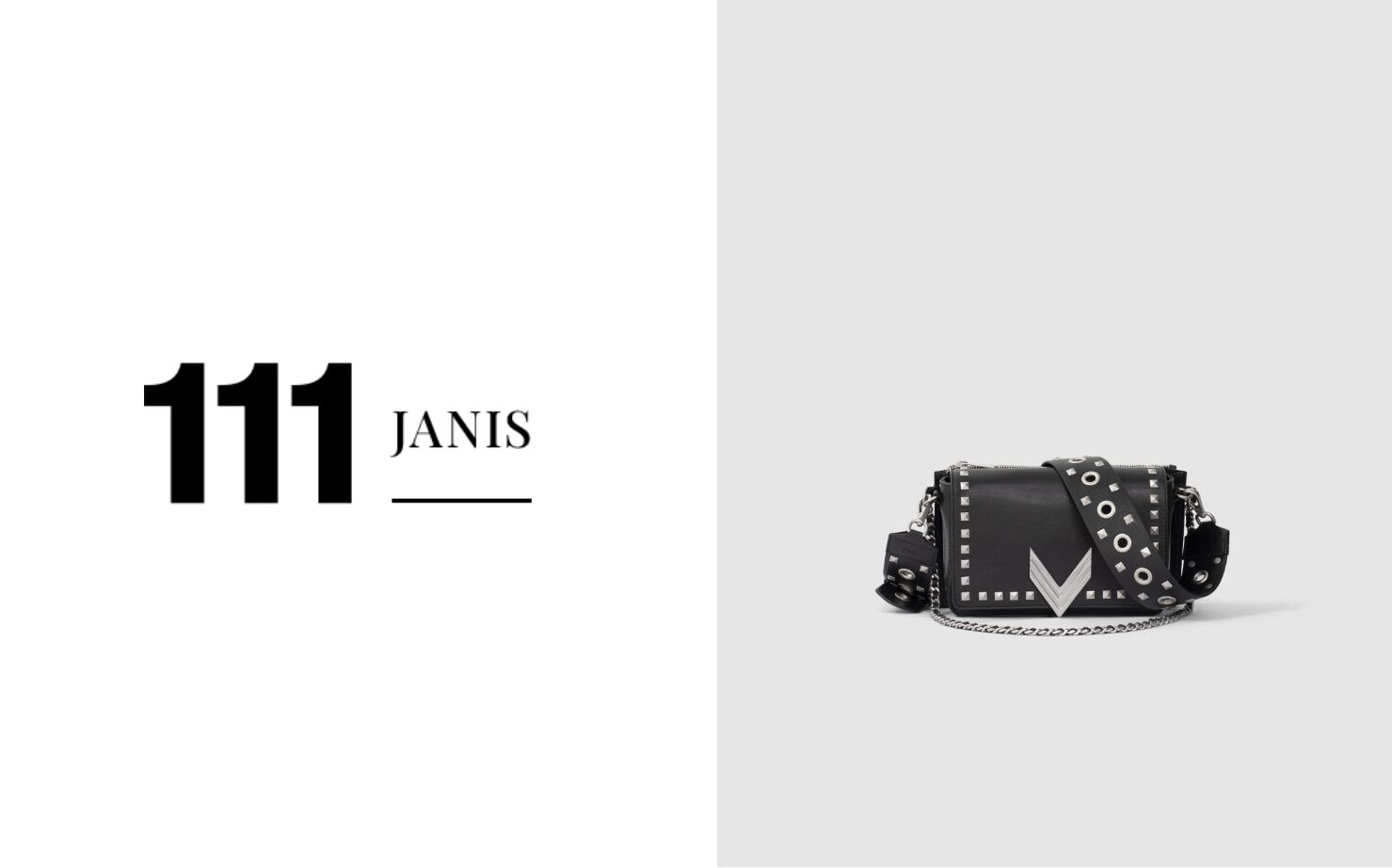 Bolso 111 Janis piel de vaqueta negro esmaltado rock mujer