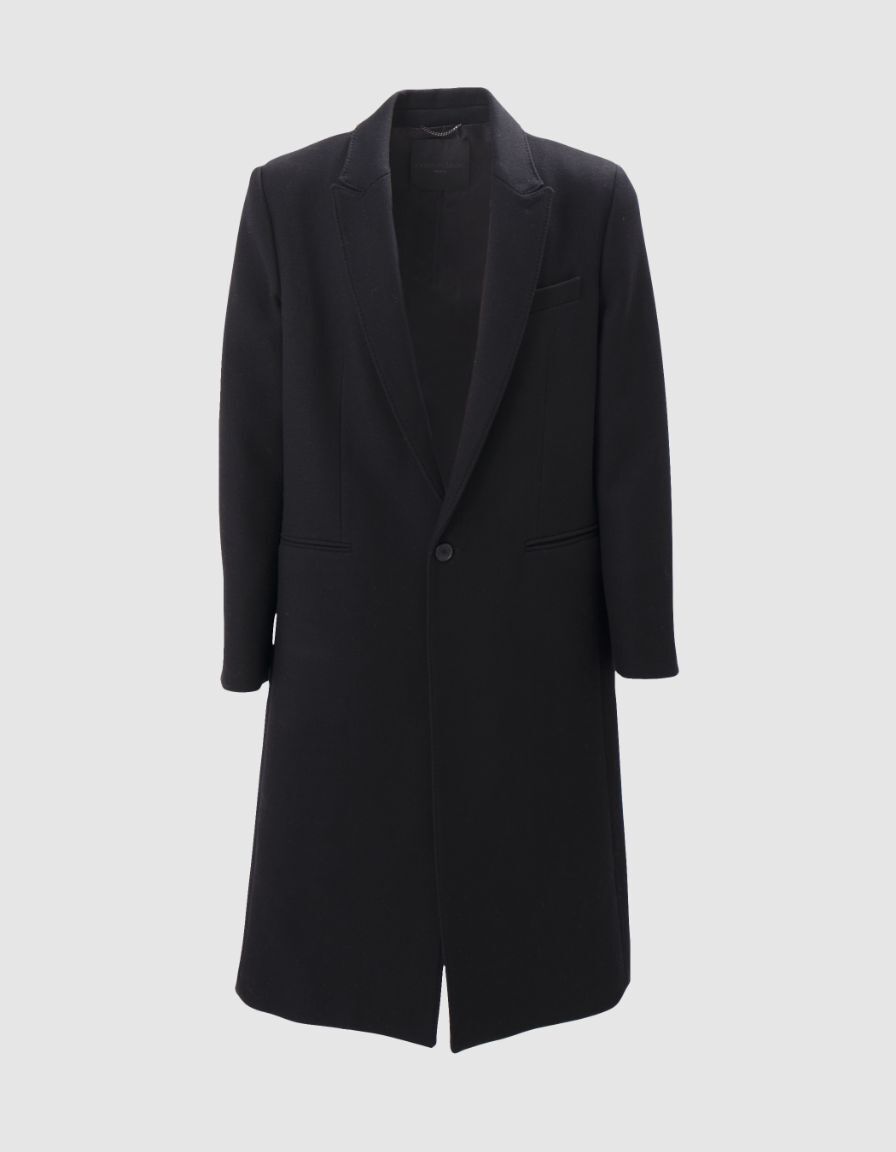 Pure Edition-Abrigo largo de lana negra para hombre