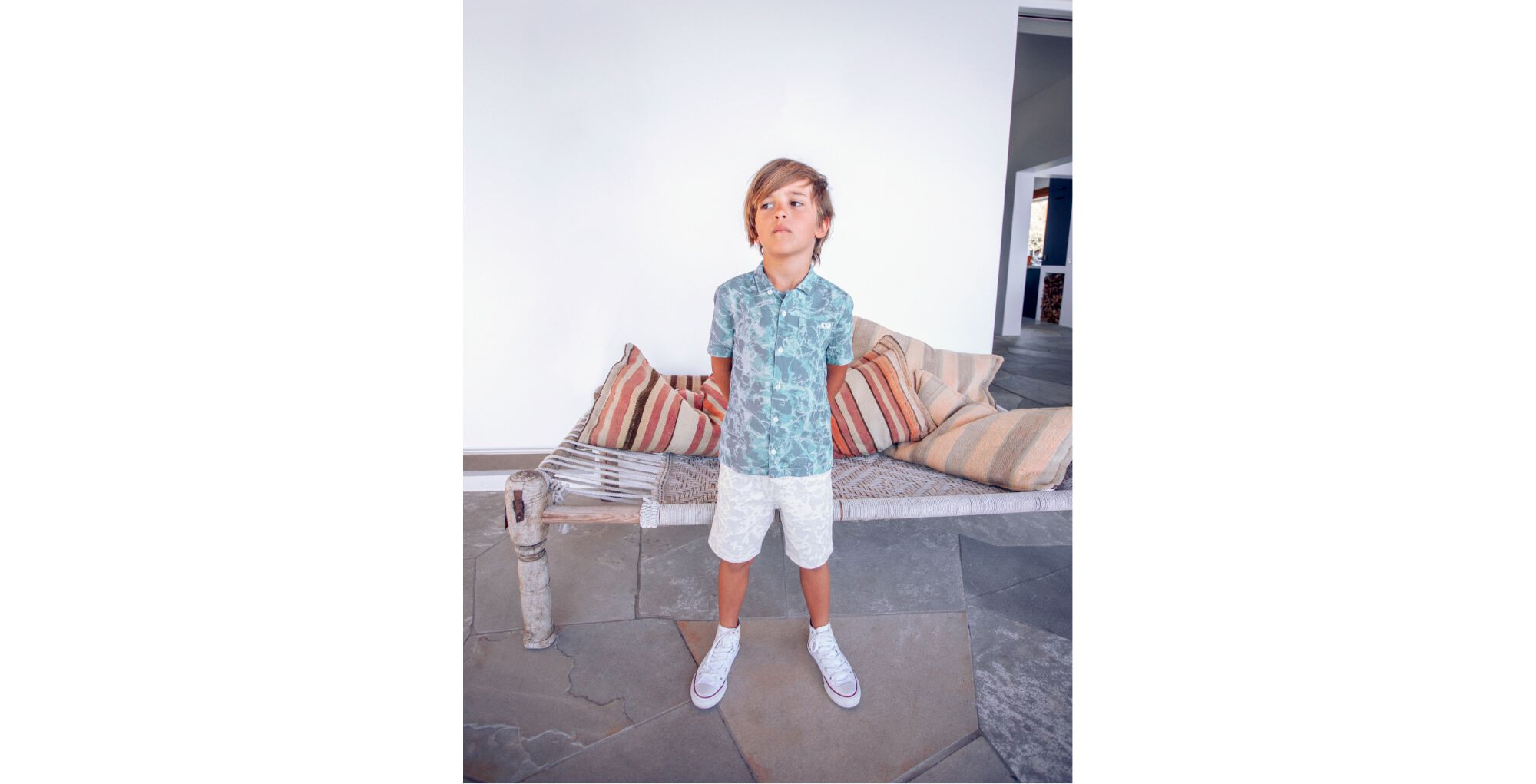 Camisa azul Ecovero™ motivo acuático niño