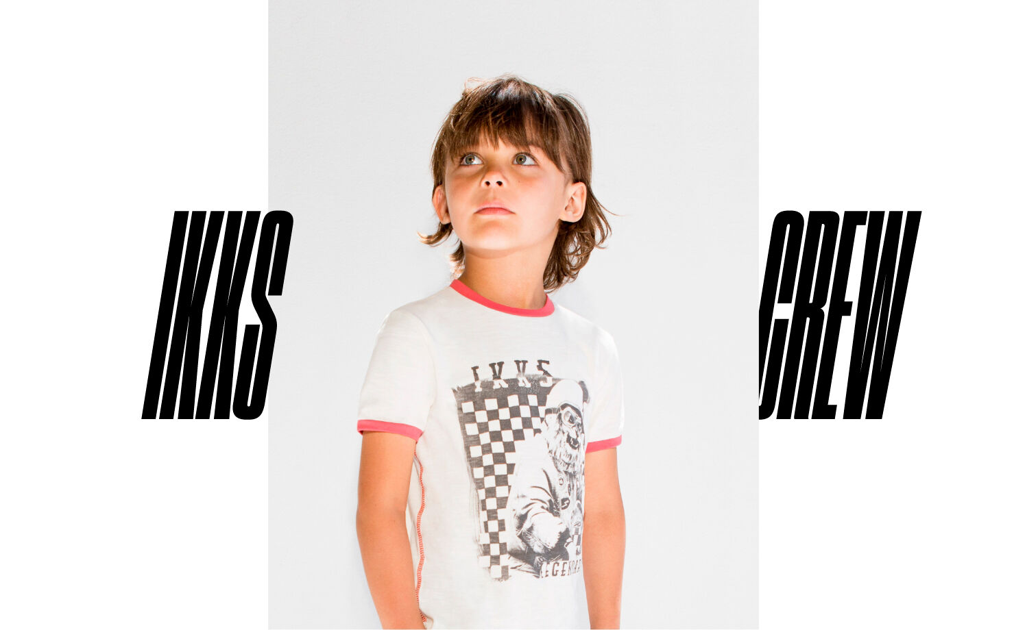 Boys’ ecru biker-lion organic cotton T-shirt