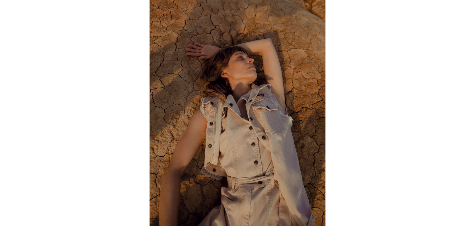Desert Terra Denim jumpsuit, peace & love embroidered back