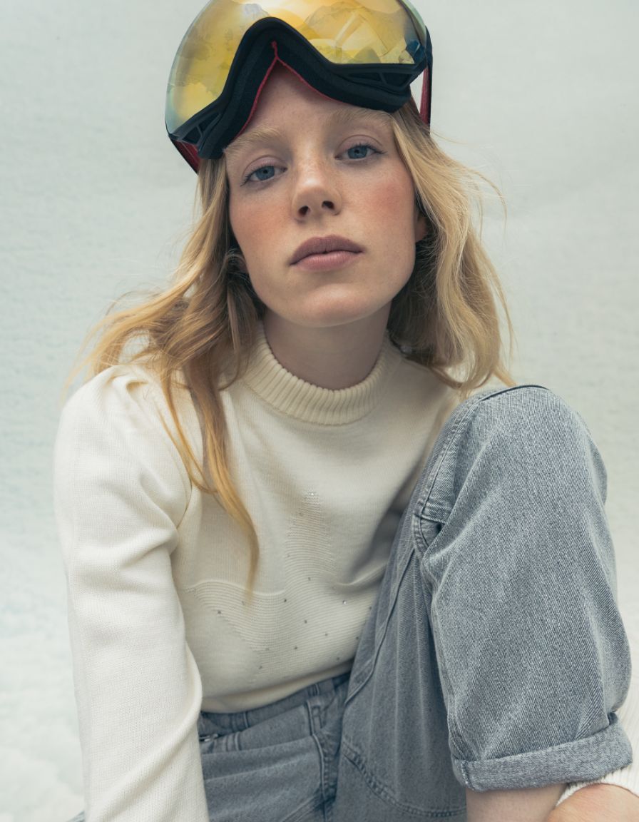 IKKS x DUVILLARD Jersey de punto de estrellas crudo para mujer IKKS x DUVILLARD Jersey de punto de estrellas crudo para mujer