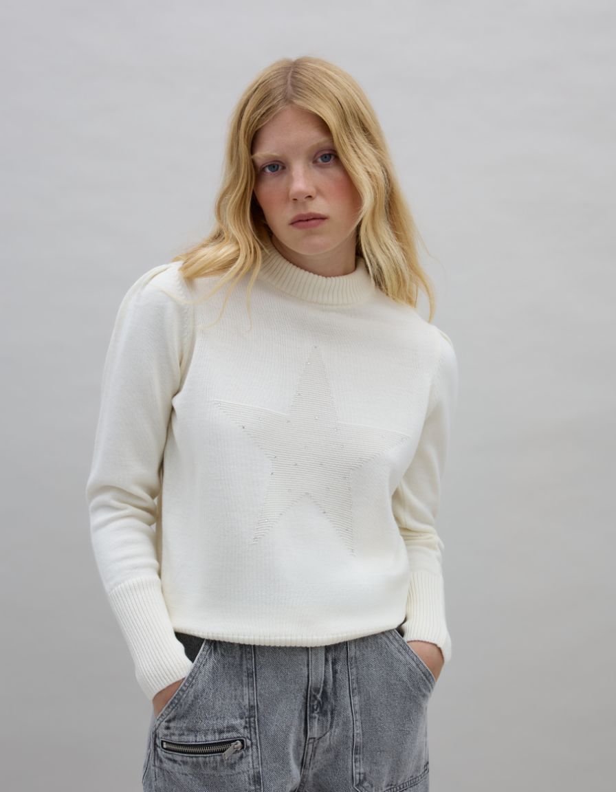 IKKS x DUVILLARD Jersey de punto de estrellas crudo para mujer IKKS x DUVILLARD Jersey de punto de estrellas crudo para mujer