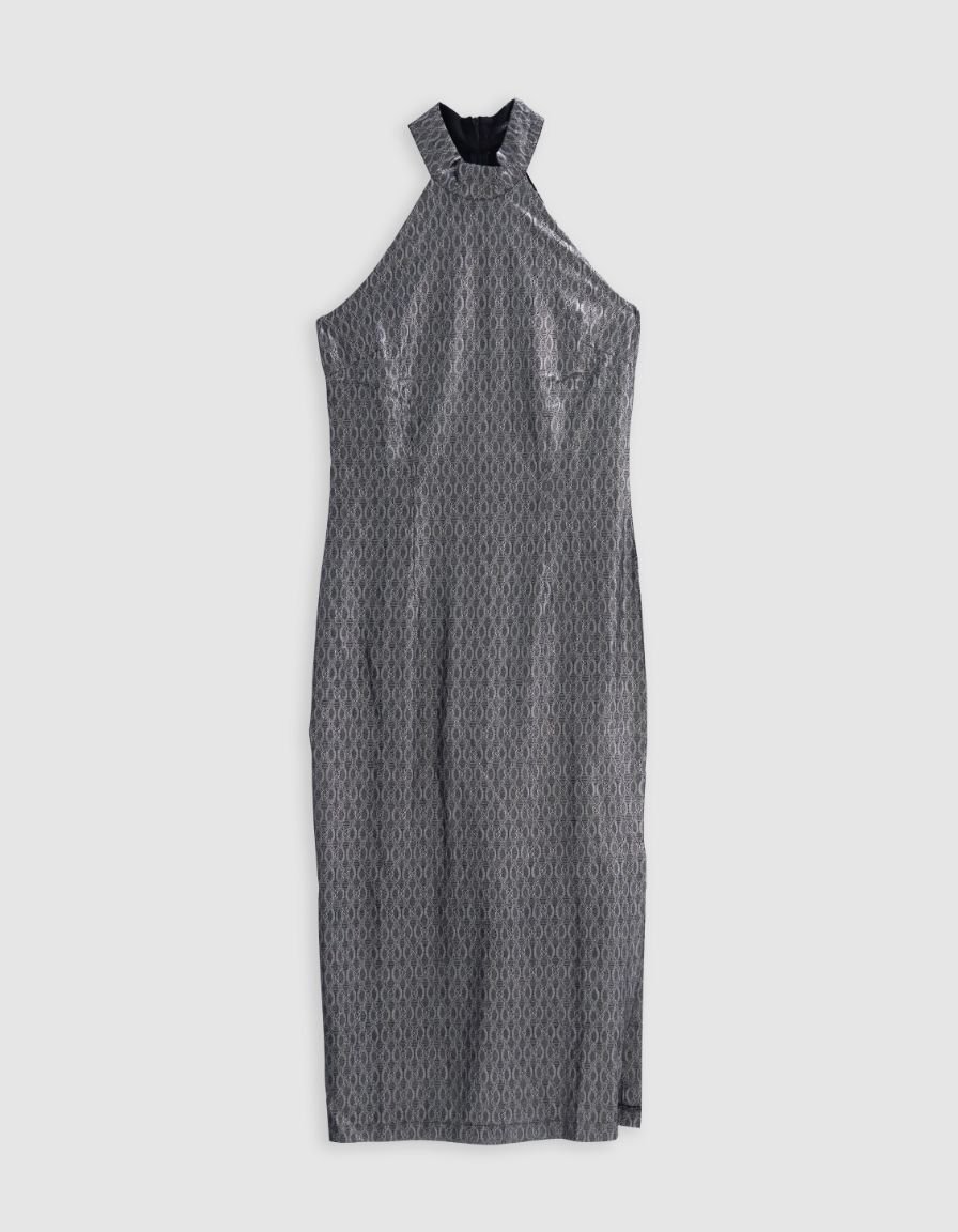 Robe longue silver encolure américaine Femme