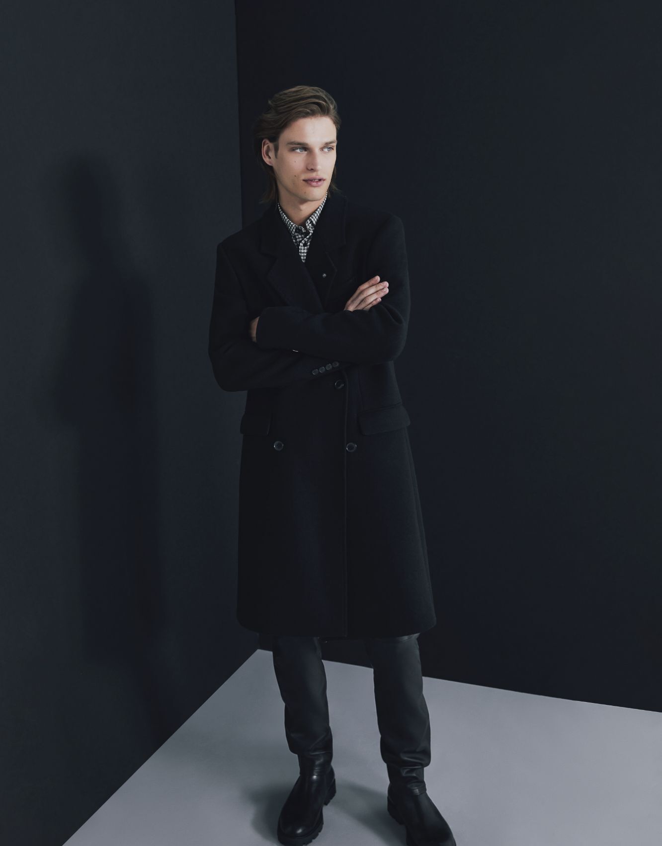 Men’s black Pure Edition double-breasted coat