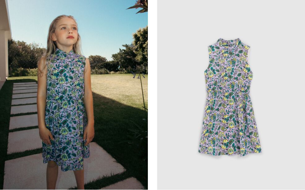 Falda lila maxi flores mini me niña