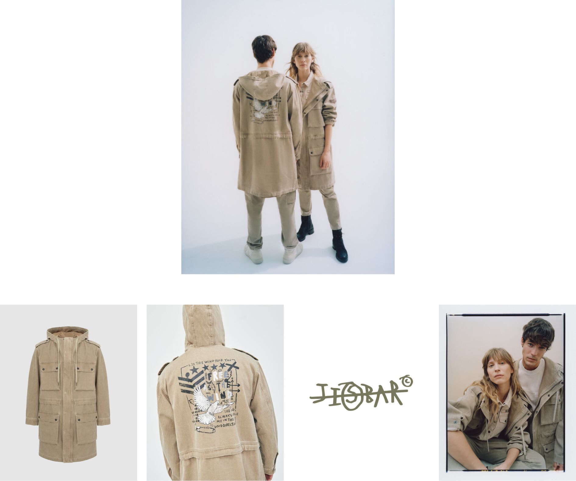Parka oversize Mixte Terra® Denim kaki clair IKKS x JISBAR