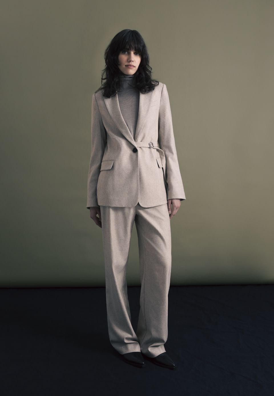 Pure Edition-Pantalon flare sésame flanelle Femme