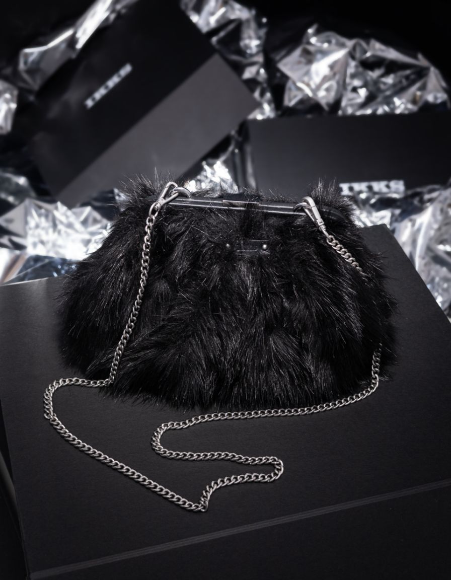 Women's black clutch bag with removable handle