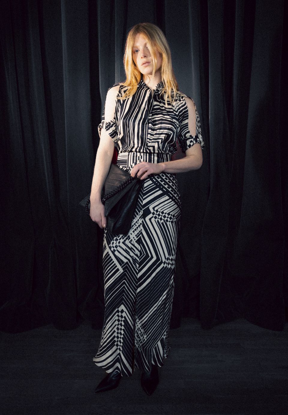 Pure Edition-Robe longue noire graphique Art Déco Femme