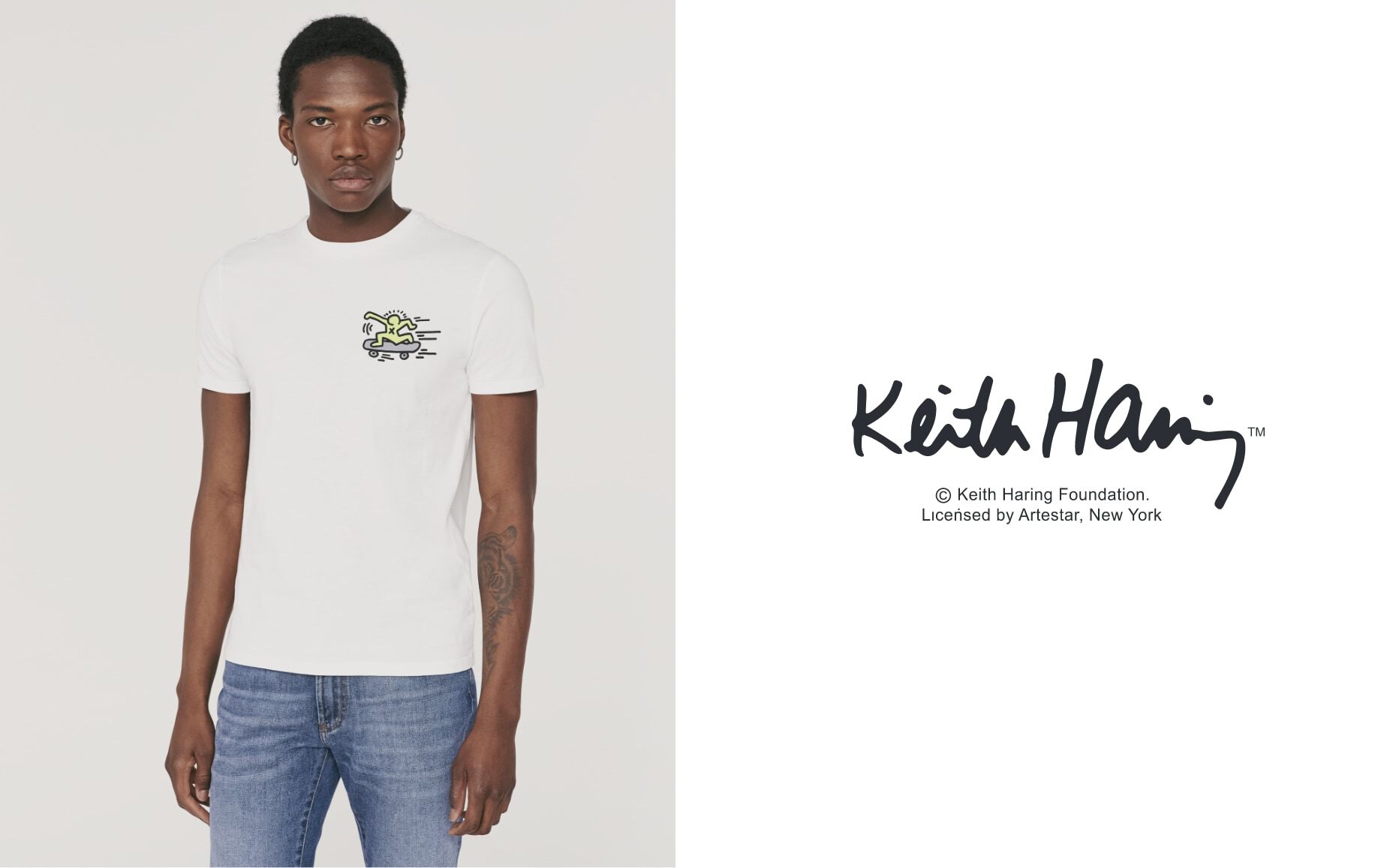 Camiseta blanca KEITH HARING x IKKS skate Hombre