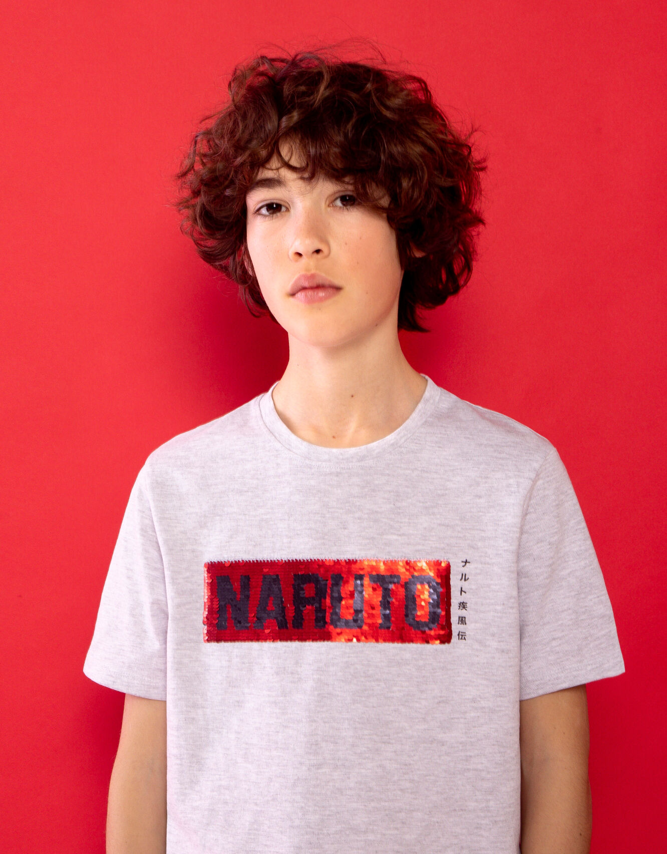Boys’ grey NARUTO T-shirt with image on back