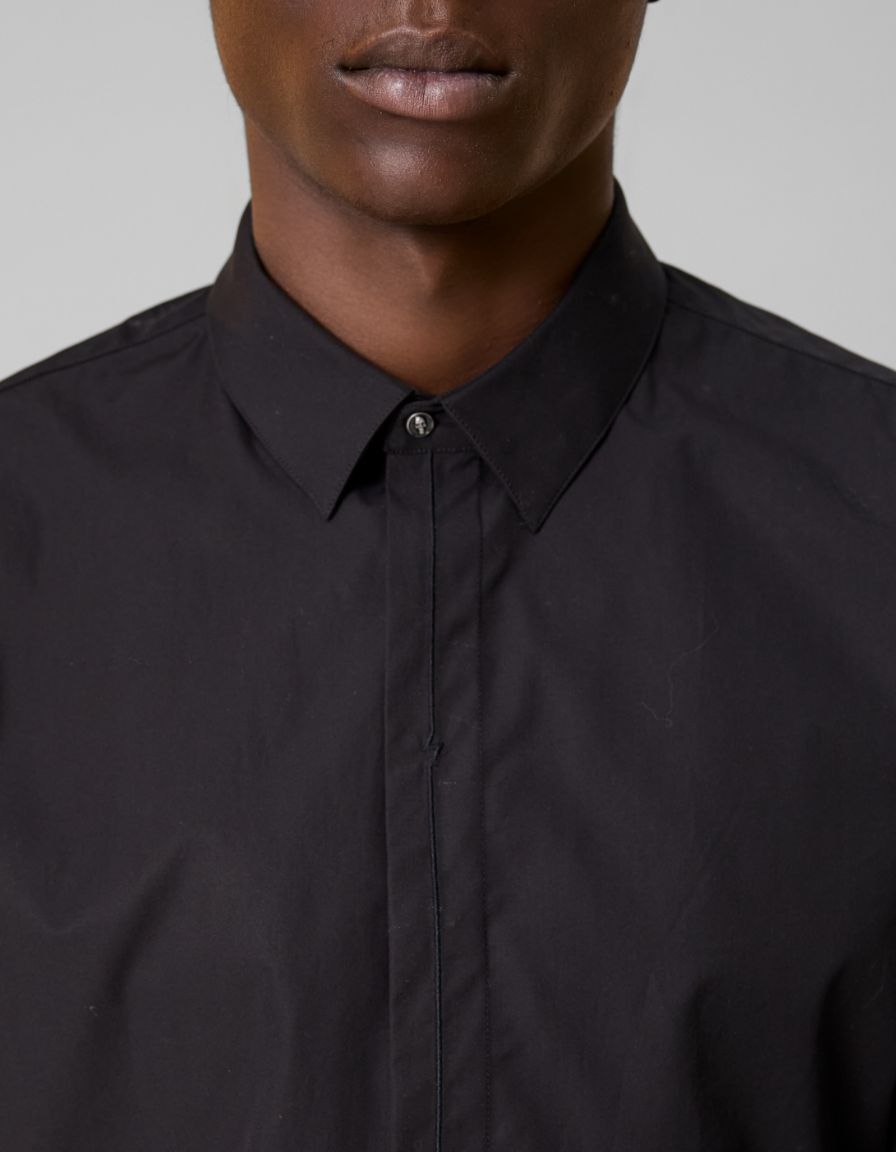 Pure Edition-Chemise SLIM noire patte brodée éclair Homme