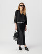 Blouse noire effet froissé avec dentelle Femme-1
