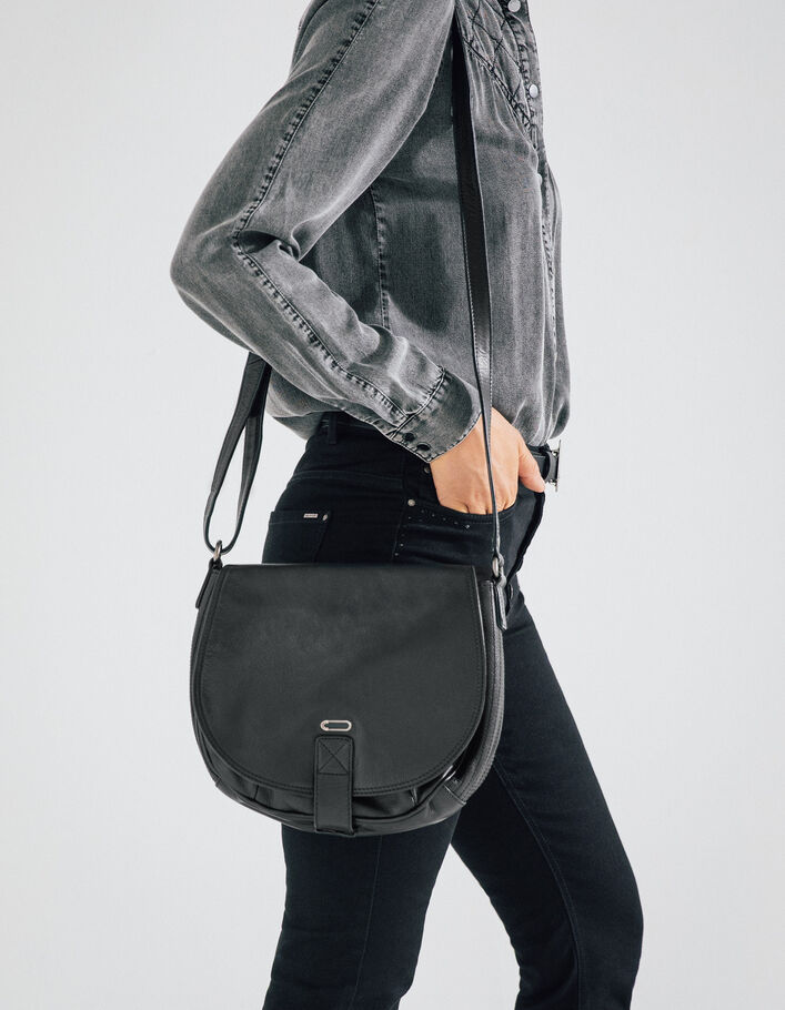 Black leather shoulder bag - IKKS