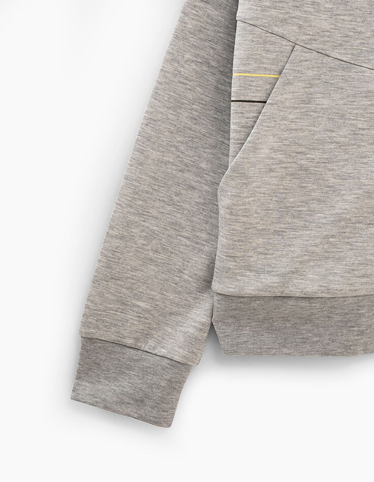 Cárdigan gris jaspeado medio capucha amarillo -6 Cárdigan gris jaspeado medio capucha amarillo -6