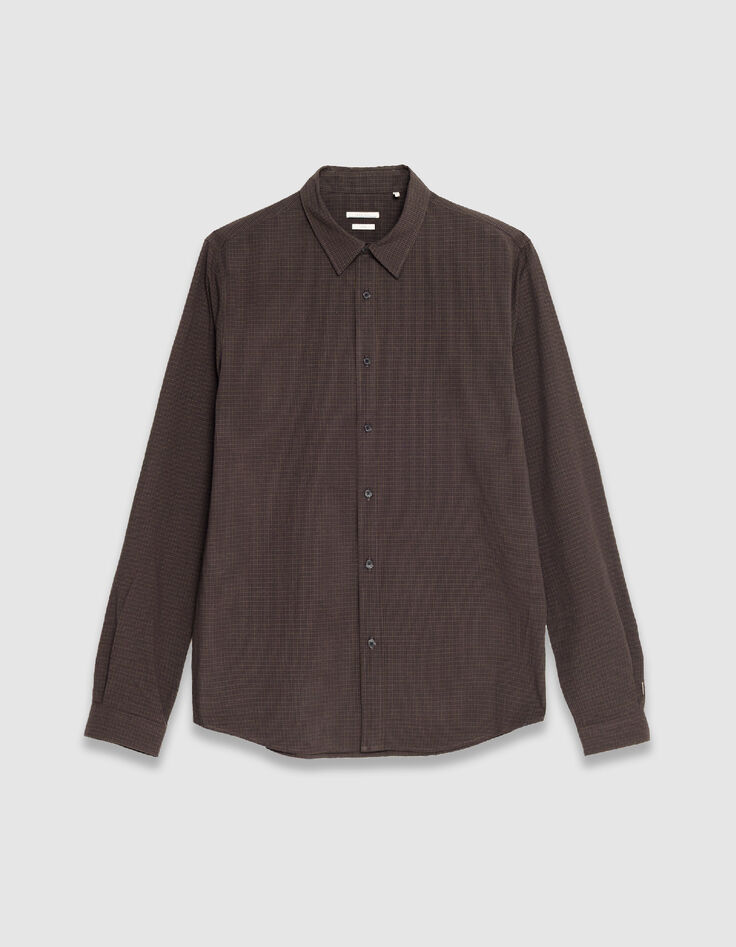 Camisa slim marino algod&oacute;n org&aacute;nico estampado de cuadros-7