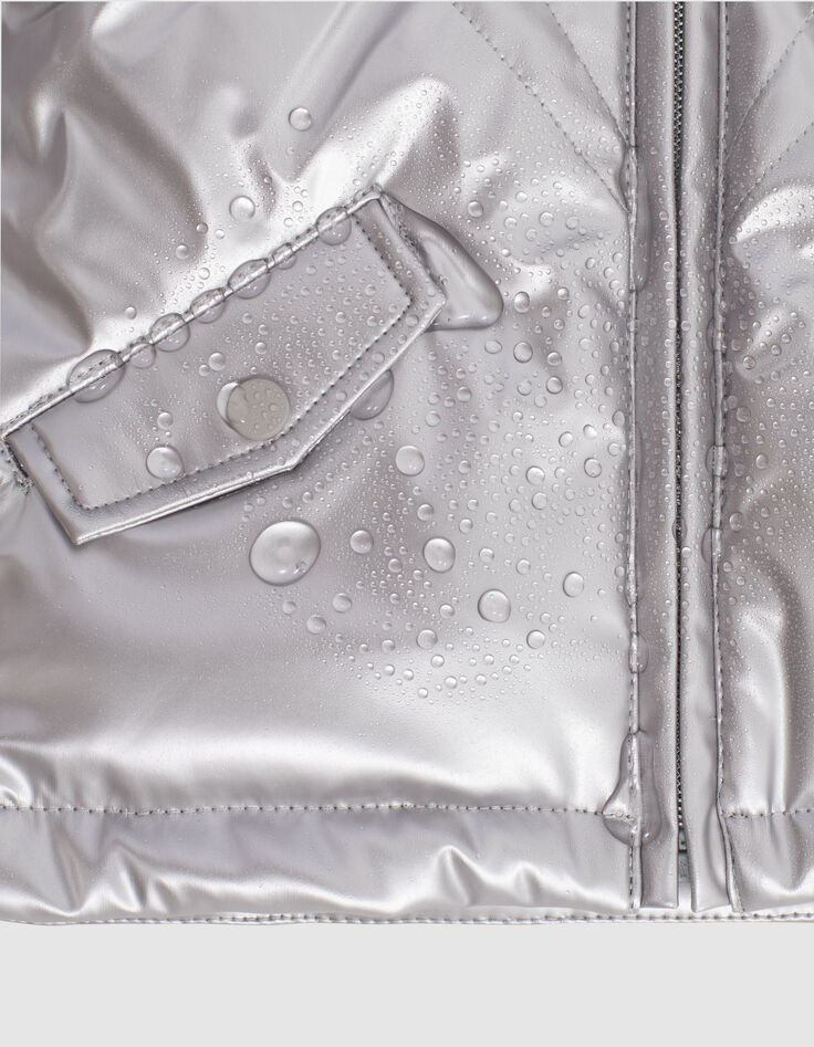 Zilveren parka gevoerd rubber luipaard babymeisjes-6