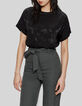 Top negro jacquard vegetal tachuelas-1