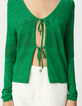 Grüne Strickjacke, Lochstrick zum Binden-4