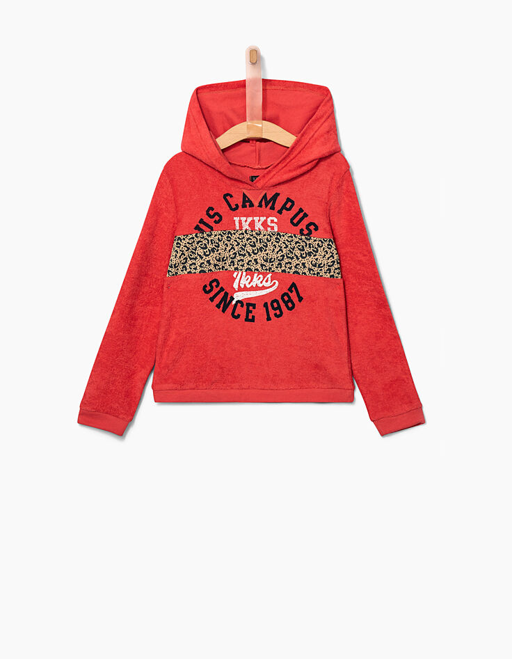 Girls' dark orange terry sweatshirt-2