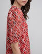 Robe courte en voile rouge imprimé Trellis femme-5