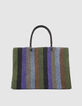 Sac cabas tress&eacute; motif rayures Femme-3