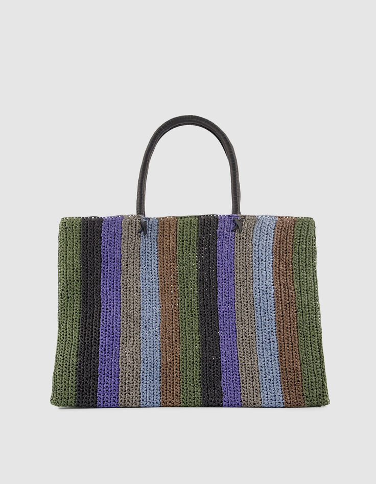 Sac cabas tress&eacute; motif rayures Femme-3