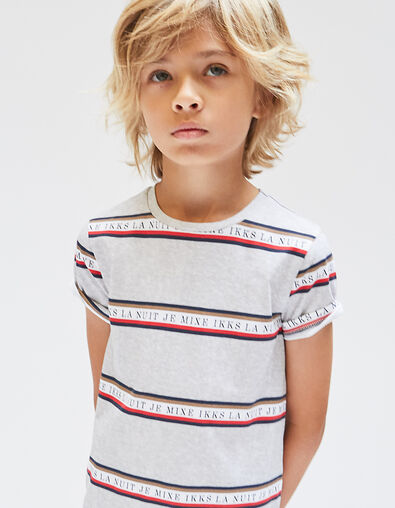 Boys’ grey Je mixe IKKS la nuit striped T-shirt - IKKS