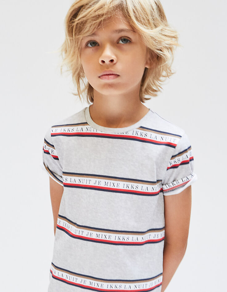 Boys’ grey Je mixe IKKS la nuit striped T-shirt-1