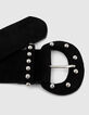 Ceinture large noire cuir velours clouté Femme-3