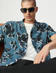 Chemise regular bleue imprimé arty floral Homme-5