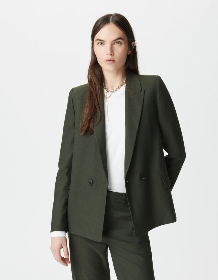 Veste de tailleur kaki parementure amovible Femme-2 Veste de tailleur kaki parementure amovible Femme-2