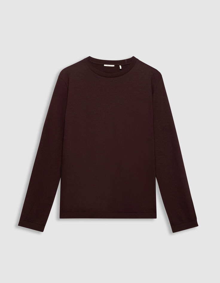 T-shirt lange mouwen pruimkleur katoen-modal Heren-4