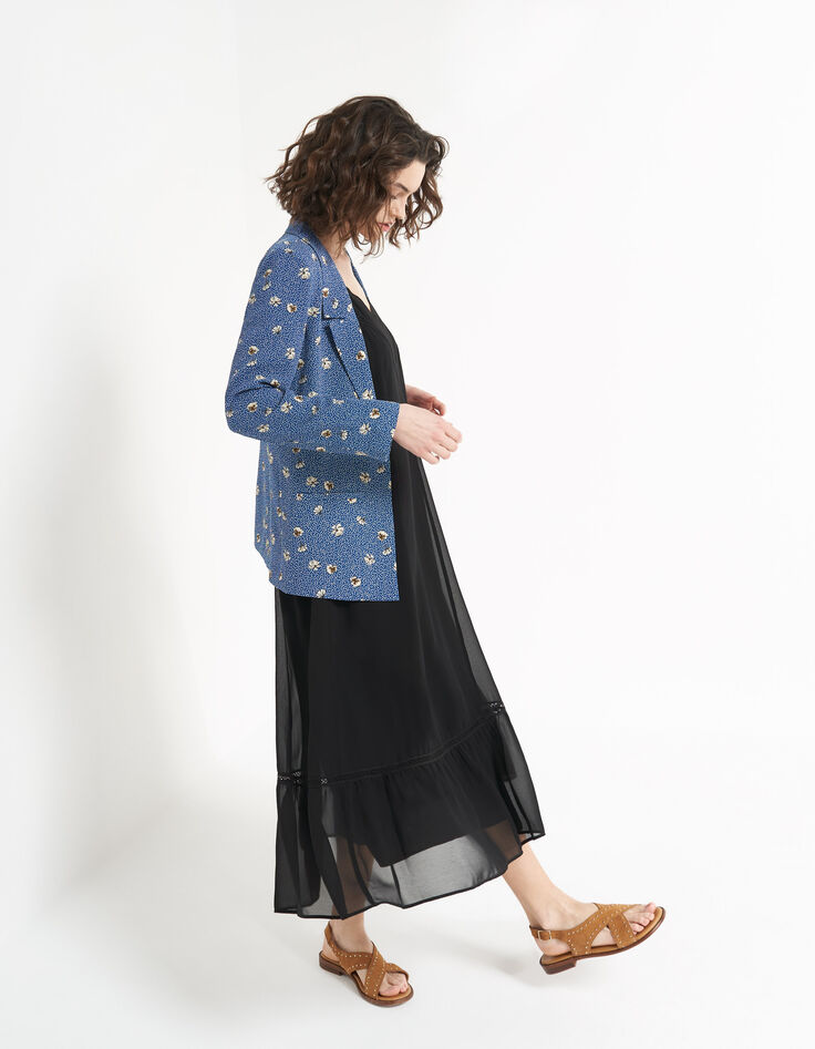 Langes schwarzes Kleid mit schmalen Trägern I.Code-5