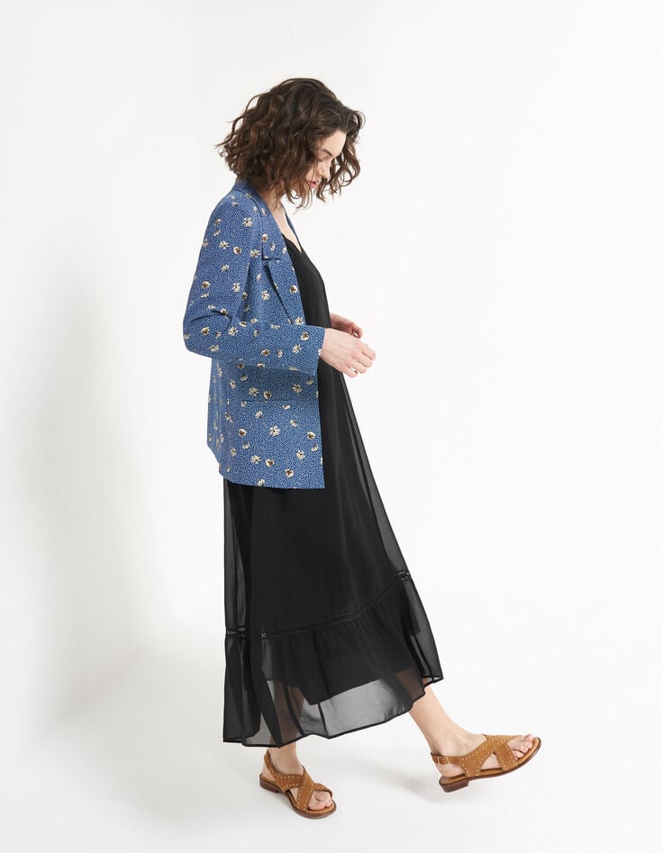Langes schwarzes Kleid mit schmalen Trägern I.Code-5 Langes schwarzes Kleid mit schmalen Trägern I.Code-5