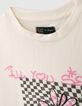 T-shirt &eacute;cru coton bio visuel fleur et damier fille-5