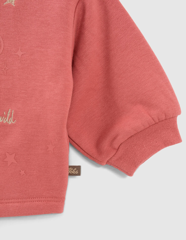 Sweat bois de rose broderies et flocages bébé fille-4 Sweat bois de rose broderies et flocages bébé fille-4