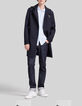 Marineblauer Herrentrenchcoat mit Futter und Kapuze-2