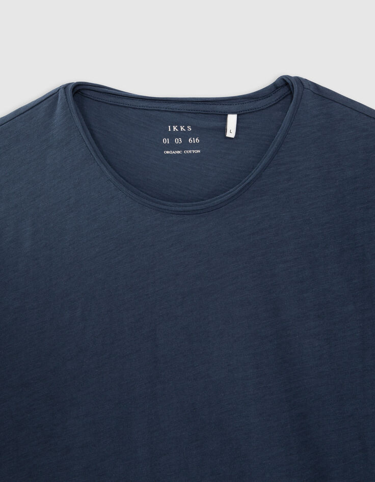Men’s petrol organic cotton Essential round-neck T-shirt-4