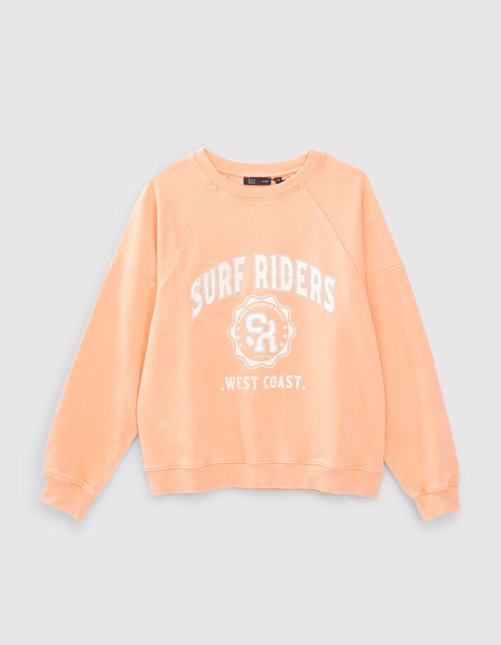 Korallenrotes Mädchensweatshirt mit Vintage-Motiv - IKKS