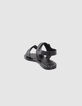 Schwarze Damen-Ledersandalen gesteppte Doppelriemen Nieten-3