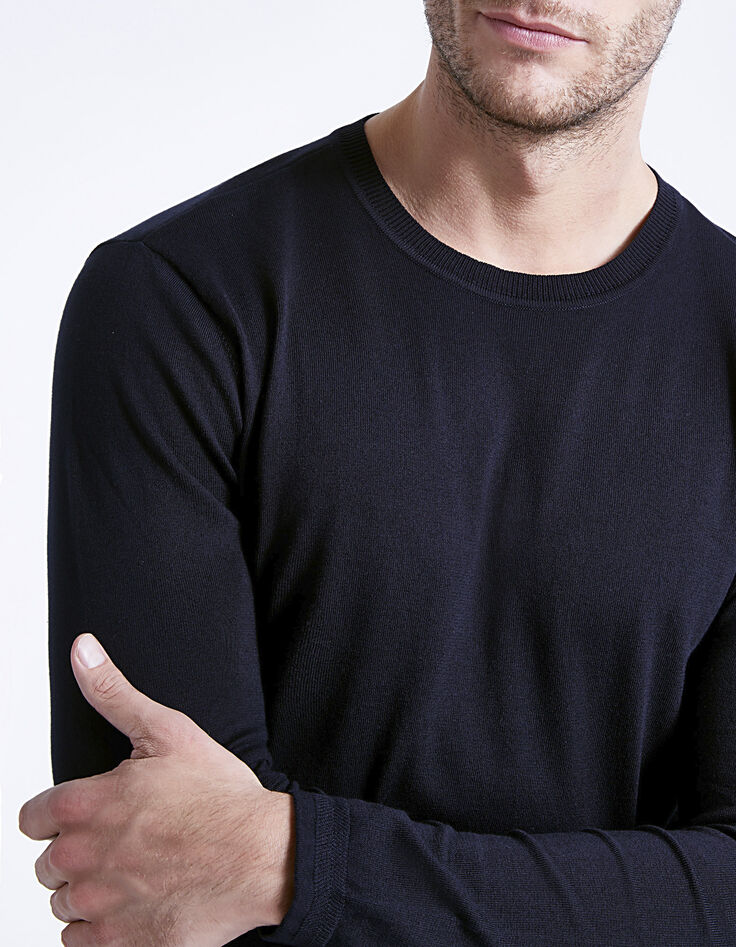 Pull marine à col rond Homme-4 Pull marine à col rond Homme-4