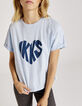 Tee-shirt bleu ciel en 100% coton visuel coeur femme-1
