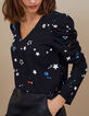 Schwarze Bluse mit Blumen-Sternen-Print I.Code-3