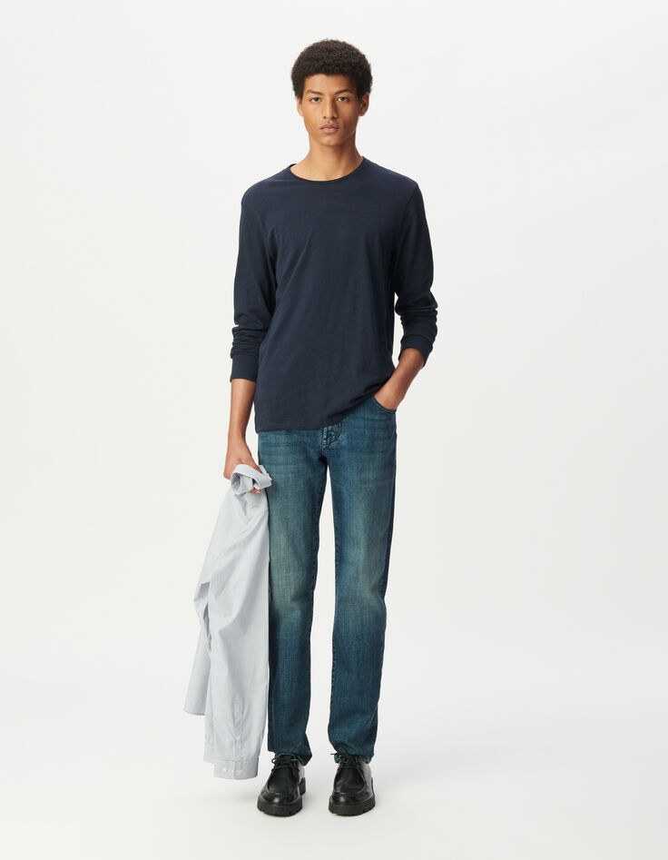 T-shirt L'Essentiel marine col rond à manches longues Homme-1 T-shirt L'Essentiel marine col rond à manches longues Homme-1